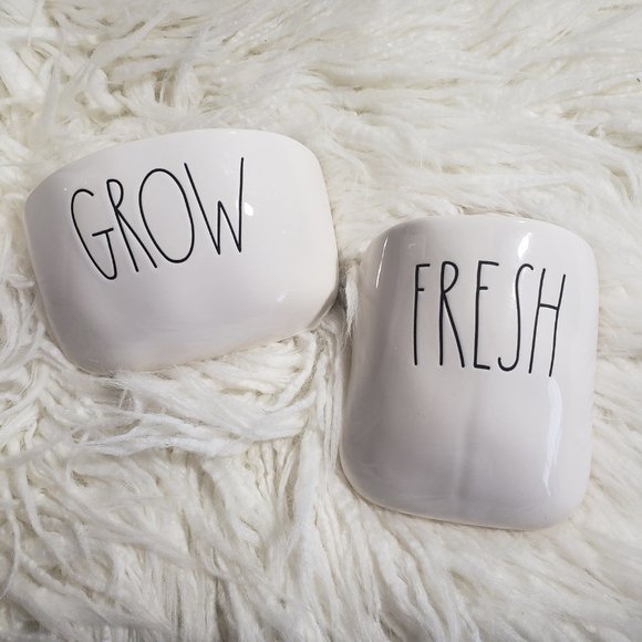 Rae Dunn FRESH GROW Wall Hanging Planters - Picture 2 of 4